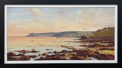 20th Century Seascape Coastline Landscape Painting with Boats by Irish Artist