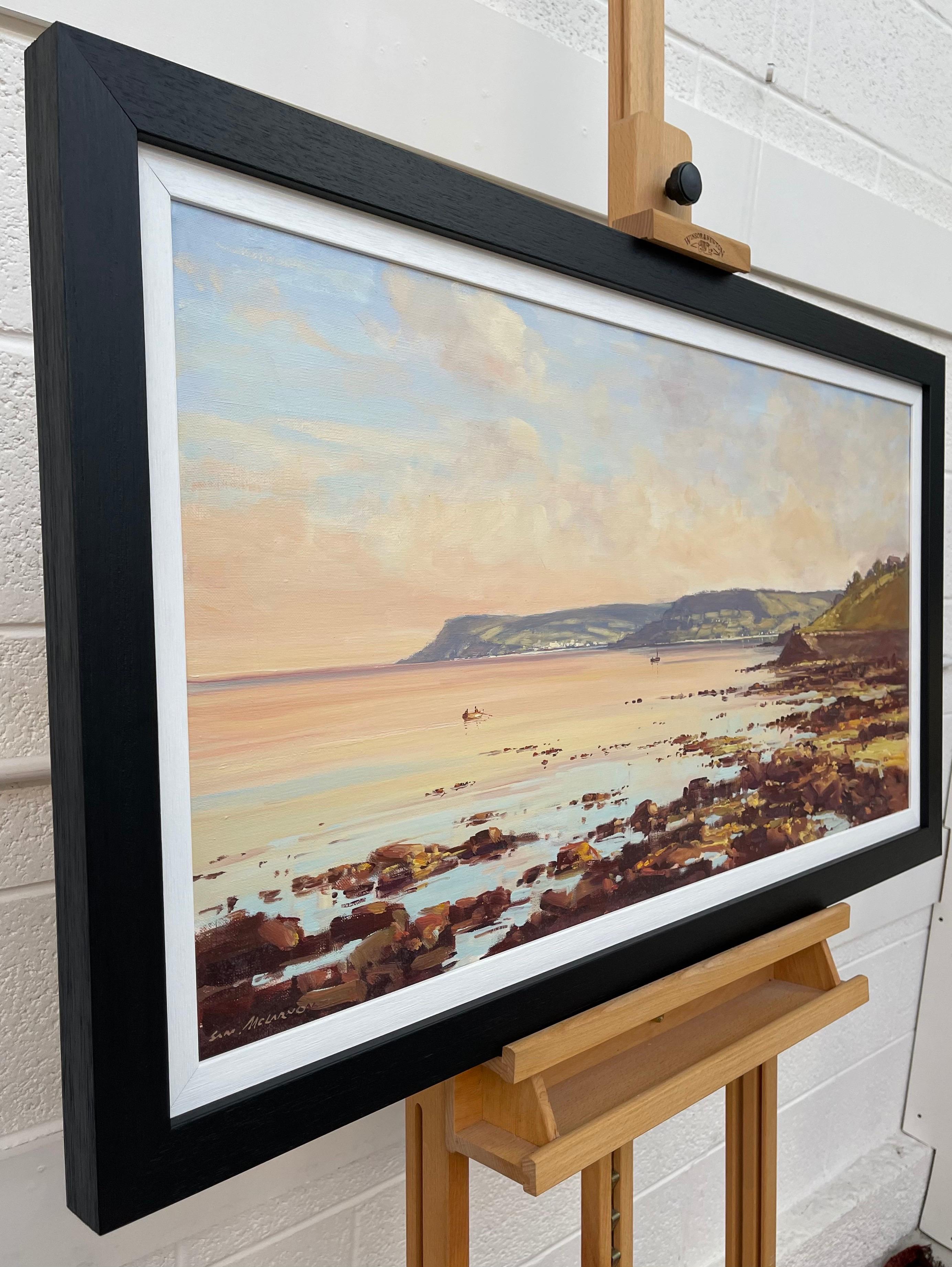 20th Century Seascape Coastline Landscape Painting with Boats by Irish Artist 9