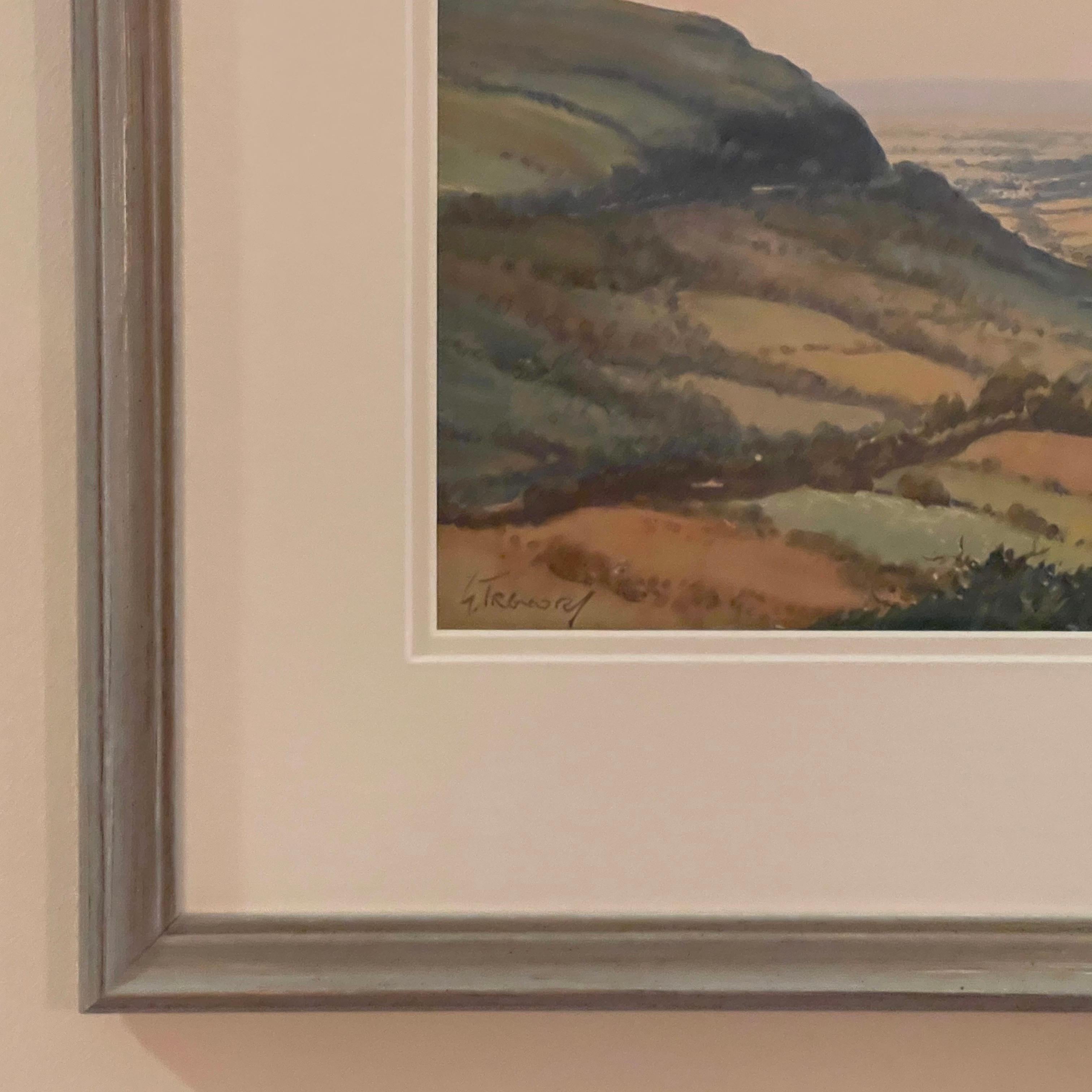 Watercolour of Ireland Valley Countryside by 20th Century Irish Artist, George Trevor. 

Art measures 13.5 x 9.5 inches 
Frame measures 20.5 x 17 inches 

Signed watercolour, glazed and presented in a high quality contemporary grey frame. 
Entitled