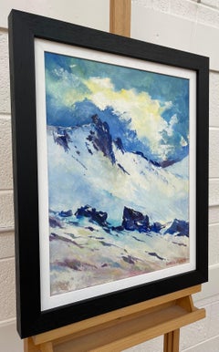 Blue & White Oil Painting of the Mourne Mountains Ireland by Modern Irish Artist
