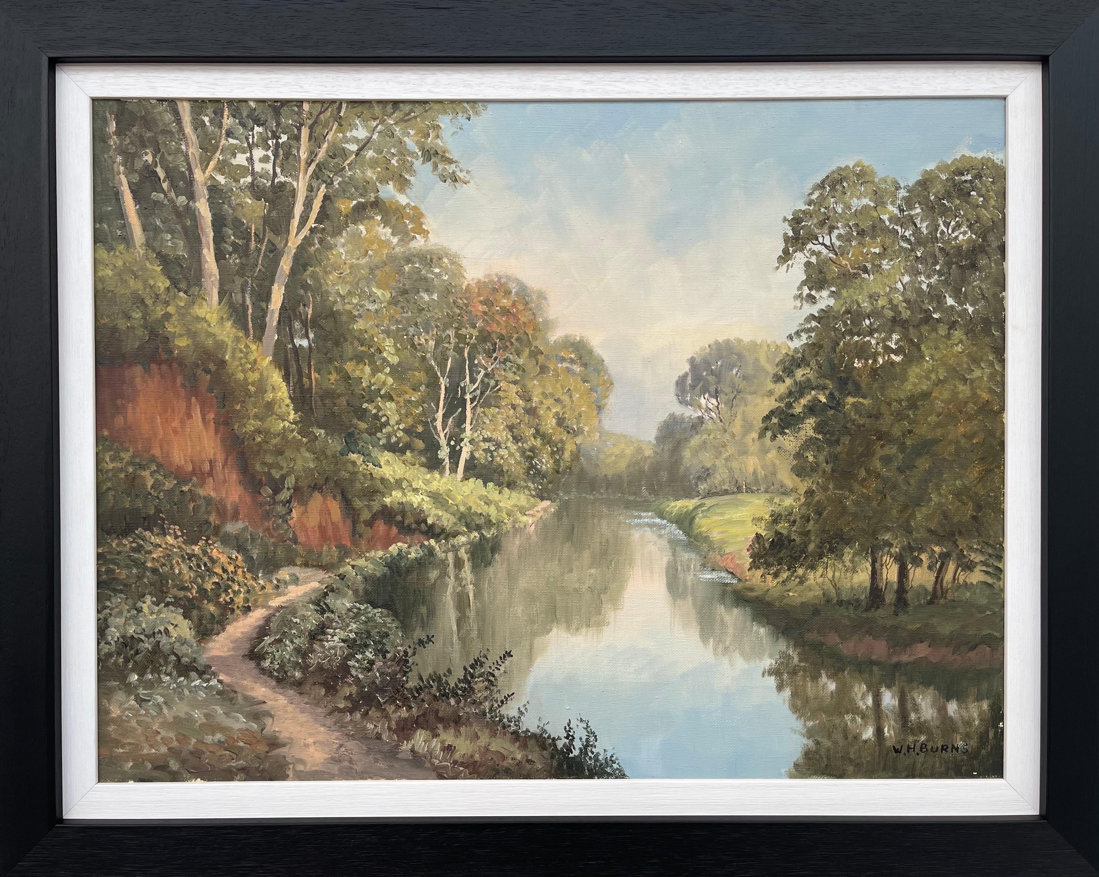 William Henry Burns Figurative Painting - Painting of Idyllic River Scene On the Lagan in Ireland by Modern Irish Artist 