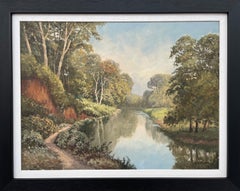 Vintage Painting of Idyllic River Scene On the Lagan in Ireland by Modern Irish Artist 