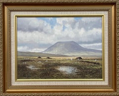 Peinture à l'huile originale de l'artiste irlandais Antrim, comté de montagnes flamandes d'Irlande