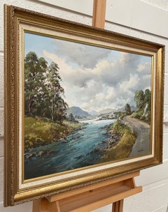 Original Post-War Oil Painting of Road by the Lough in Ireland by Irish Artist