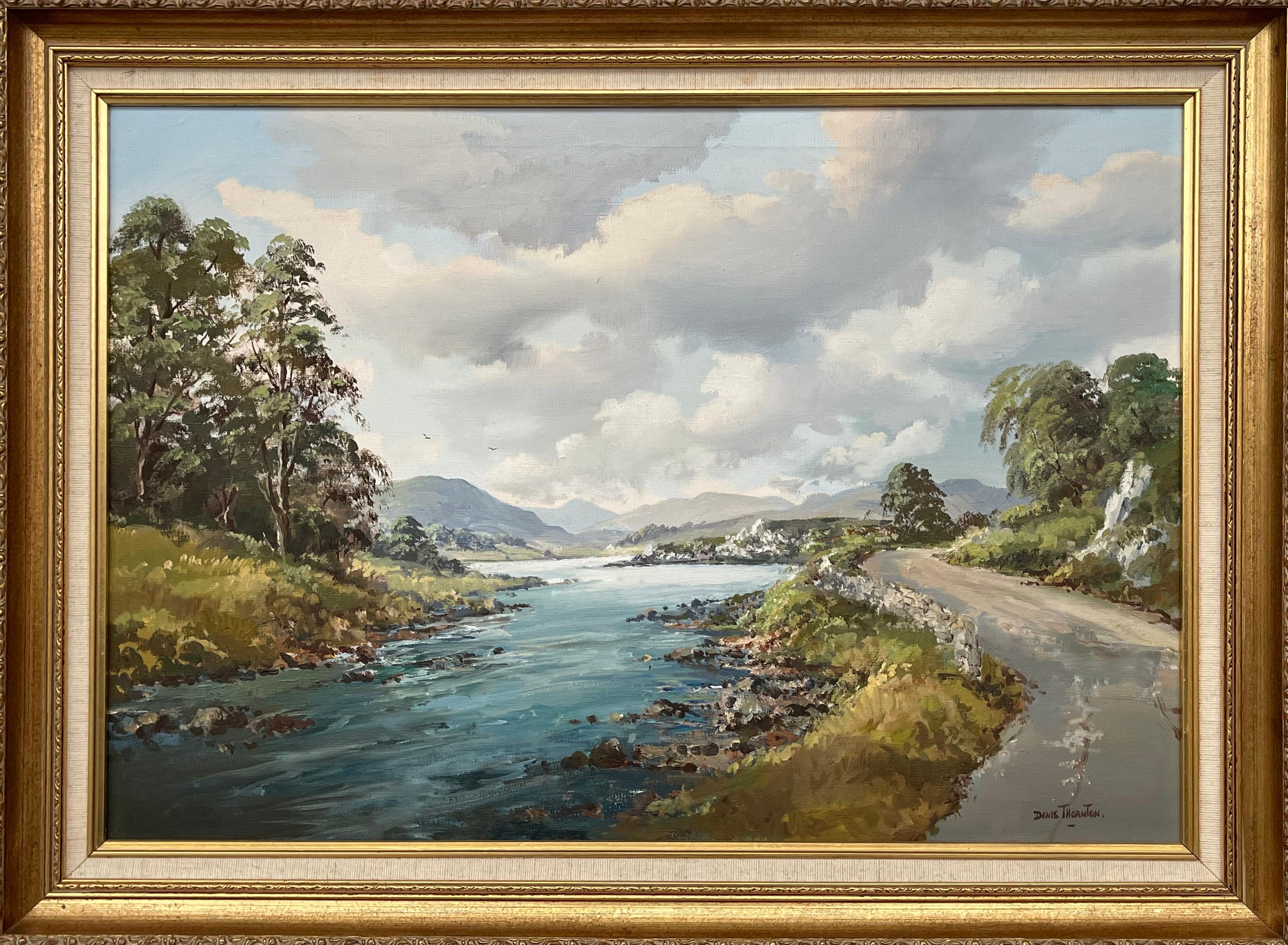 Denis Thornton Landscape Painting - Original Post-War Oil Painting of Road by the Lough in Ireland by Irish Artist