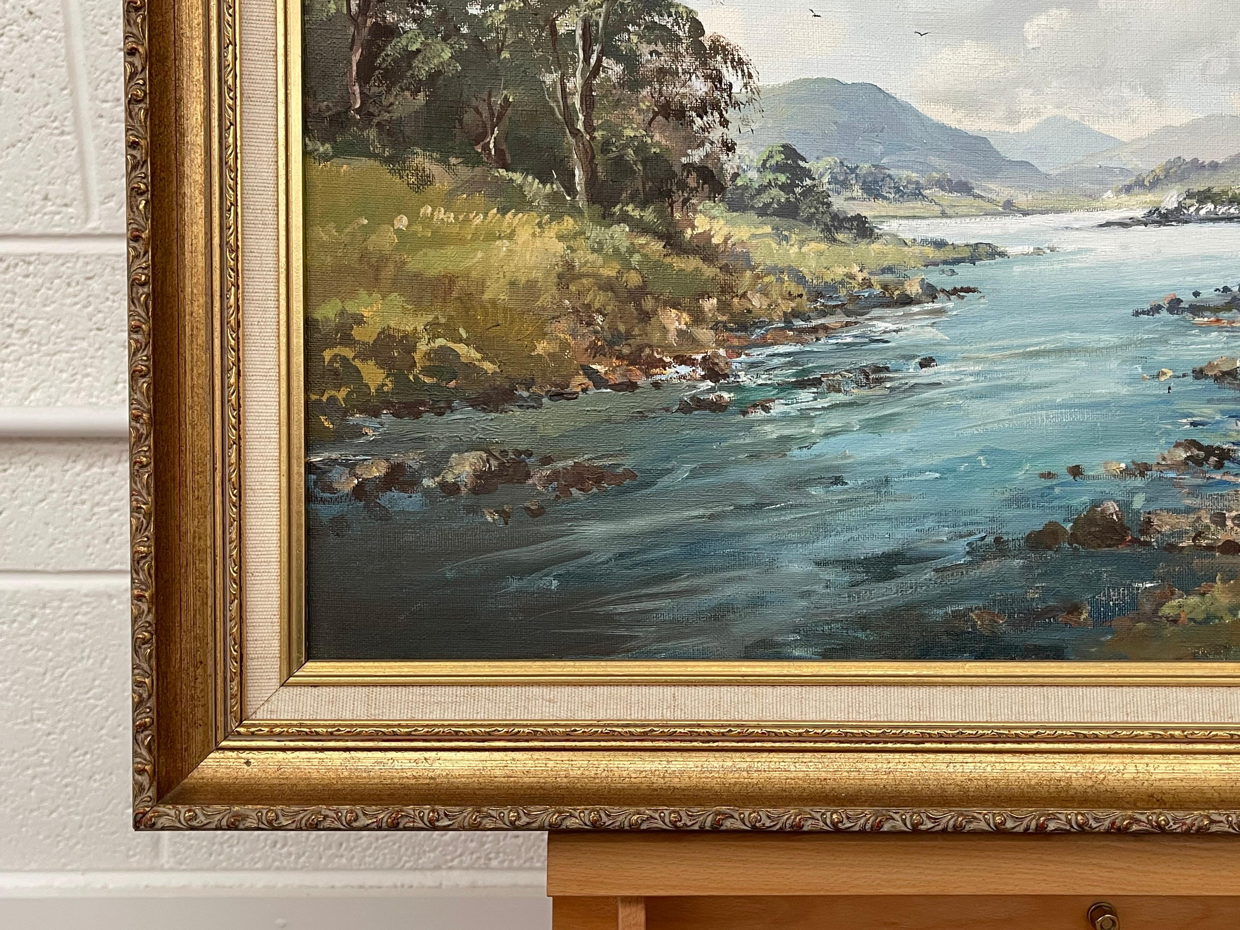 Original Post-War Oil Painting of Road by the Lough in Ireland by Irish Artist 2