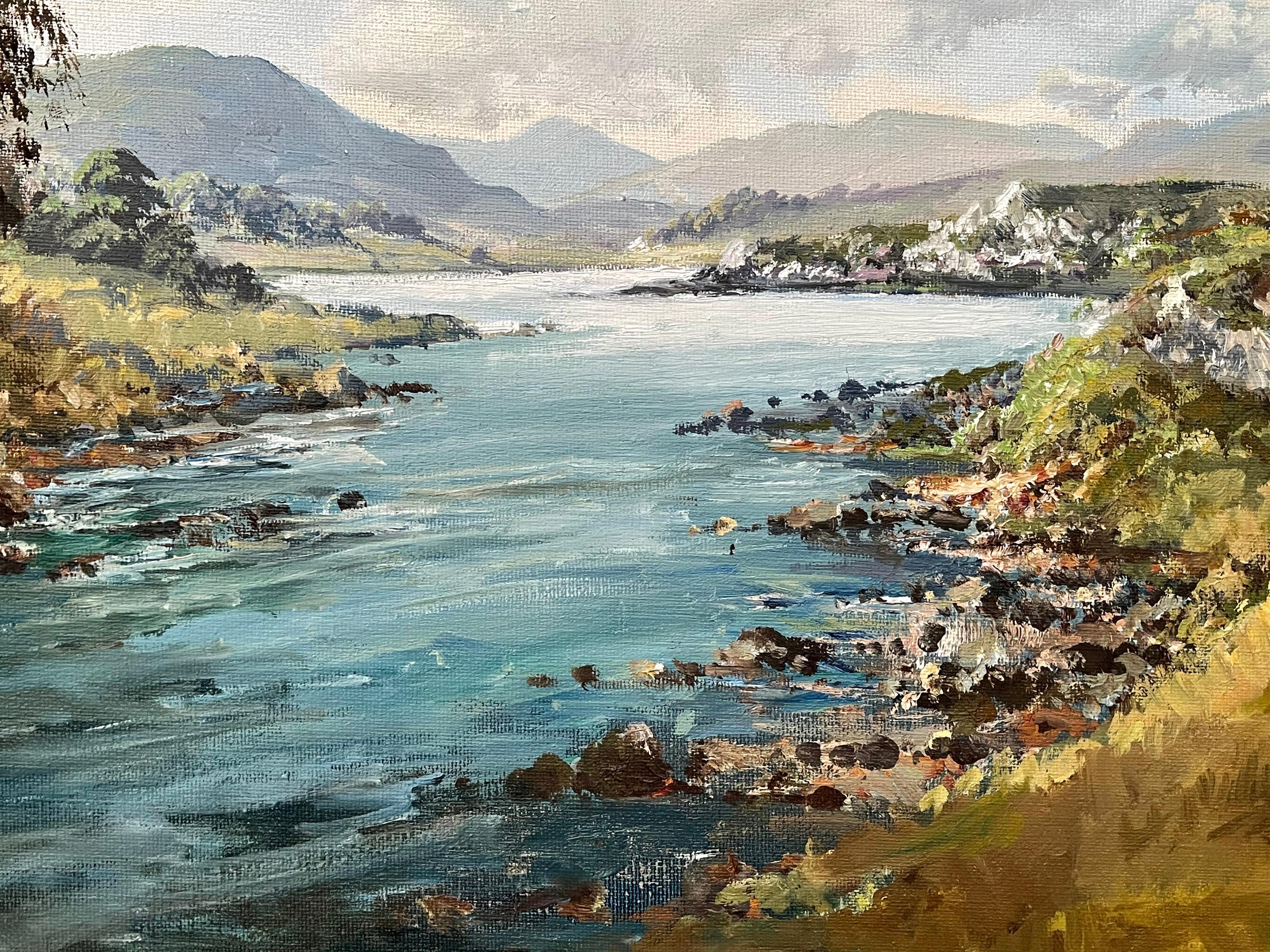 Original Post-War Oil Painting of Road by the Lough in Ireland by Irish Artist 5