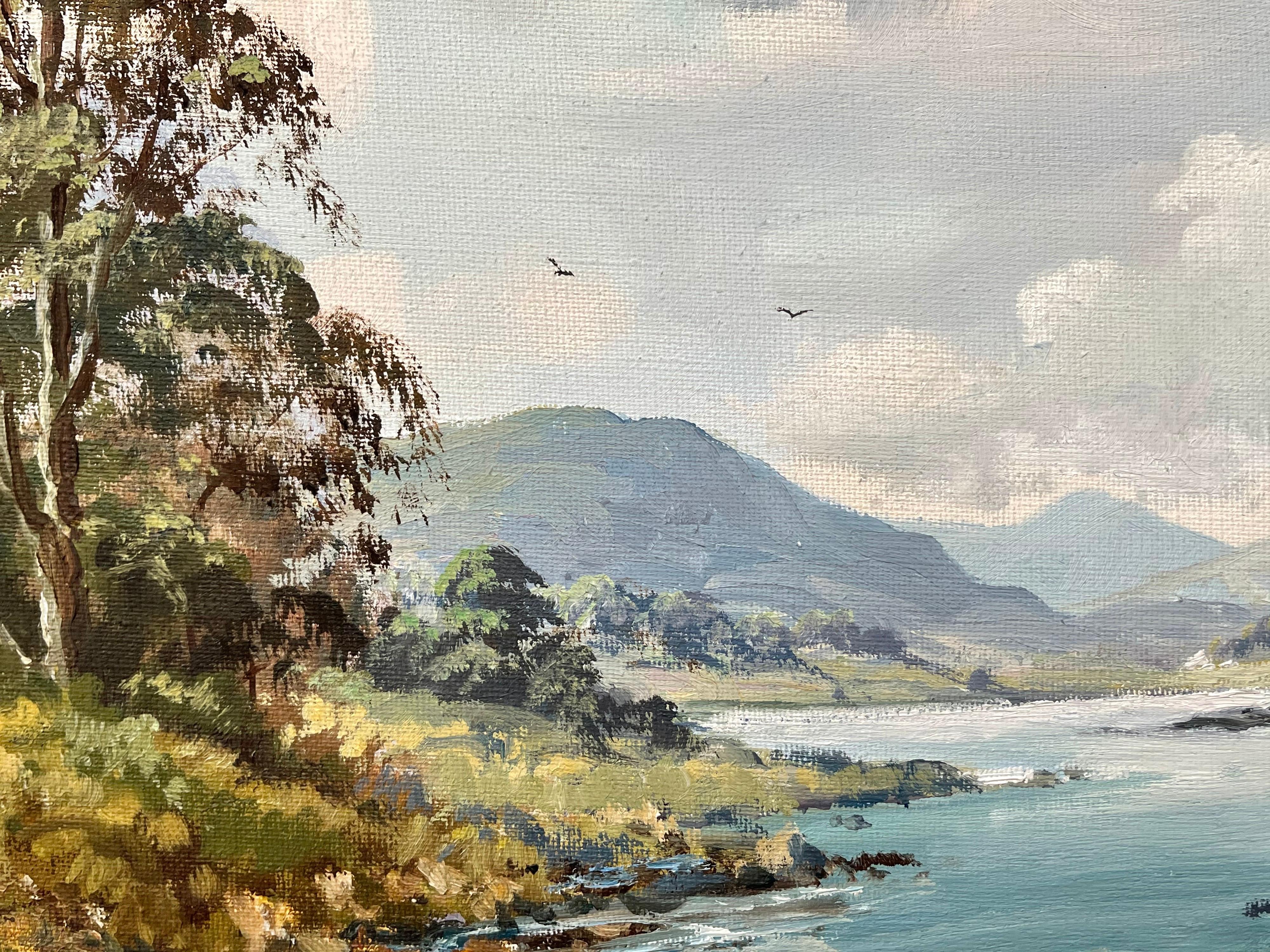 Original Post-War Oil Painting of Road by the Lough in Ireland by Irish Artist 7