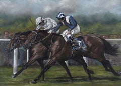 Original Pastel Drawing of Horse Race at Royal Ascot 2002 with Golan & Nayef