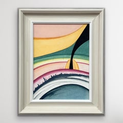 Des poutres laser des villes étoilées, dessin au stylo à pointe de feutre sur toile d'un artiste britannique