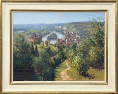 Les Andelys im Seine-Tal Frankreich Pastellmalerei eines britischen Künstlers des 20.