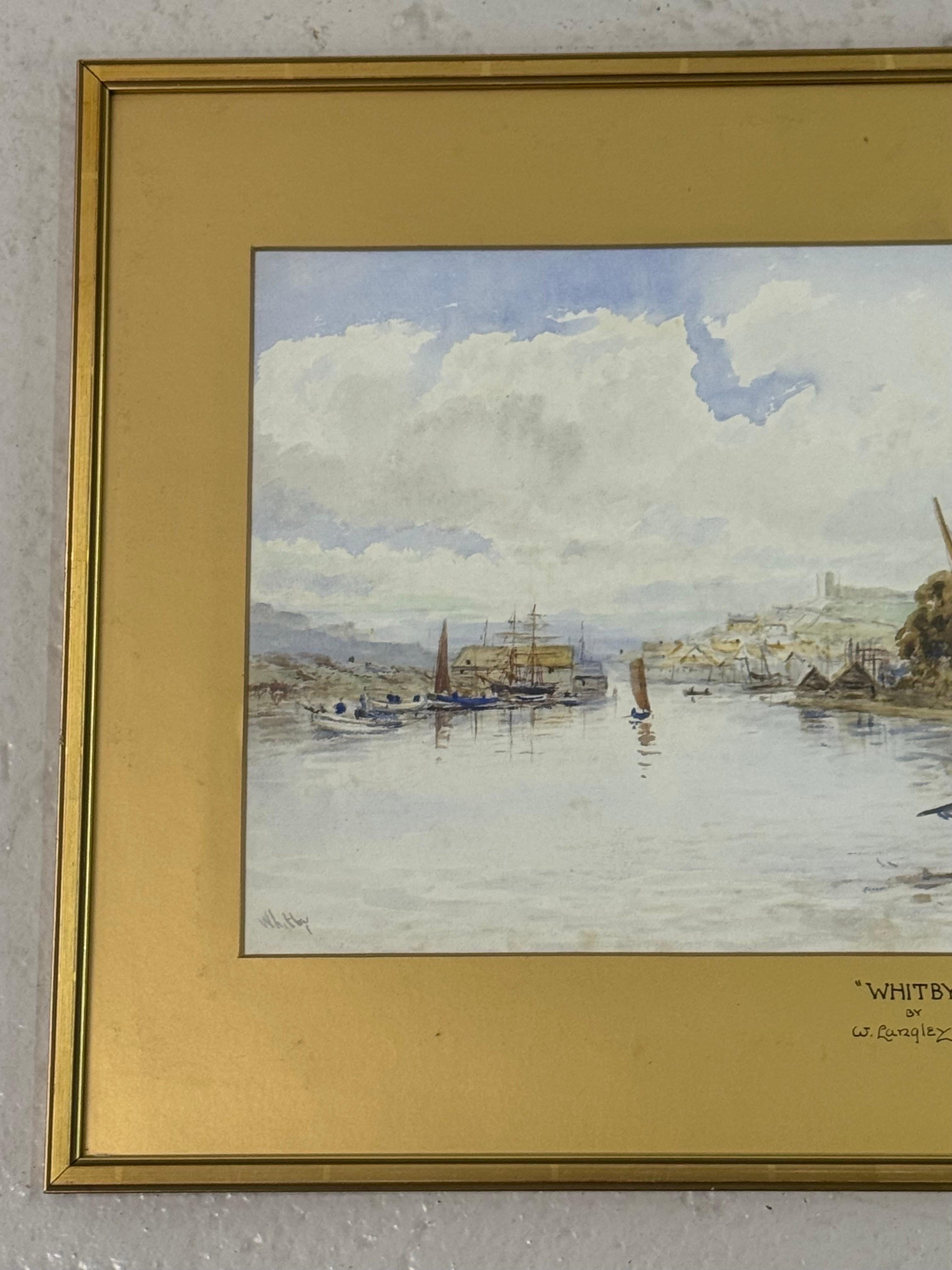 Ancienne aquarelle victorienne du port de Whitby réalisée par un artiste britannique du XIXe siècle en vente 1