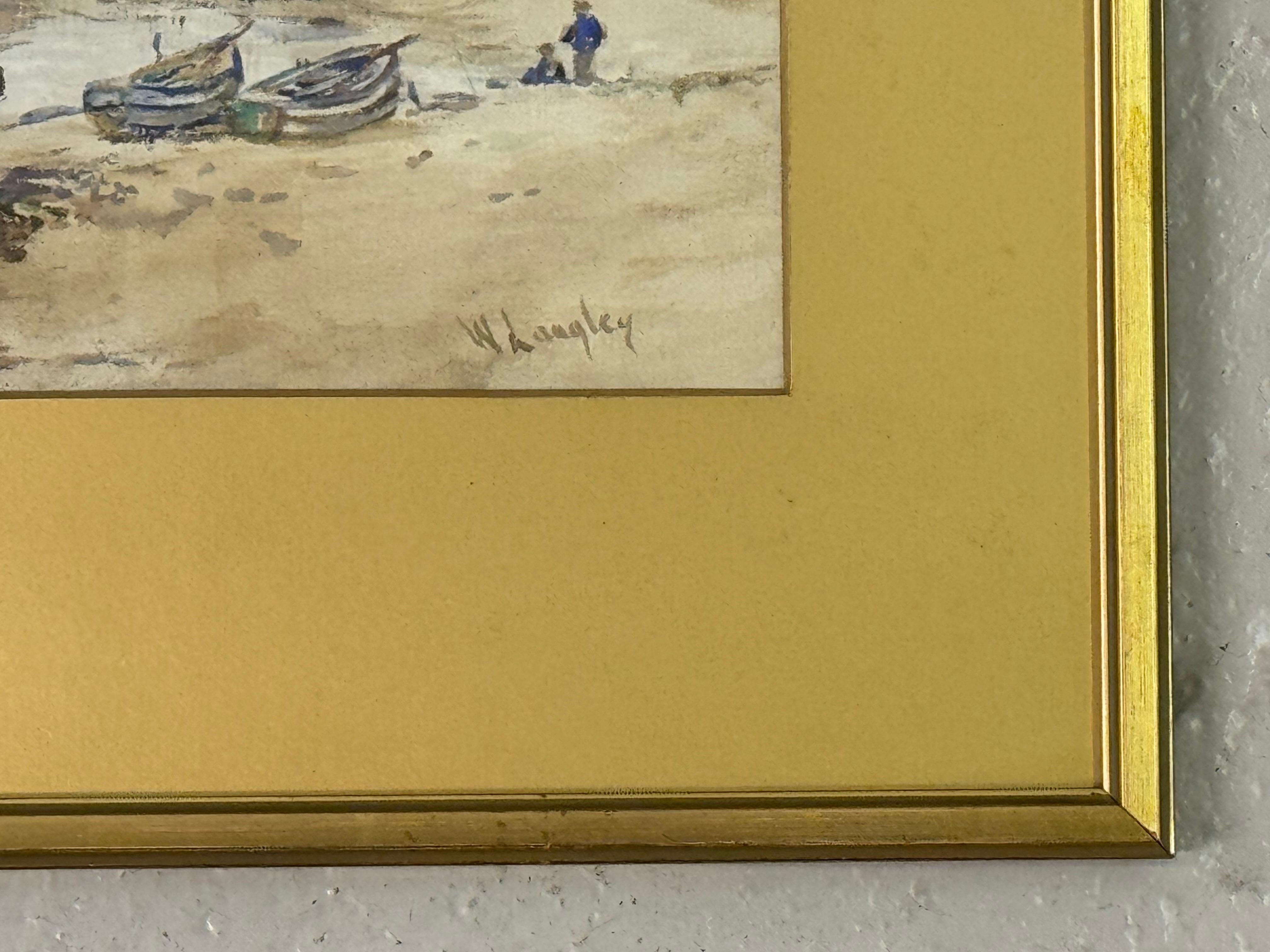 Ancienne aquarelle victorienne du port de Whitby réalisée par un artiste britannique du XIXe siècle en vente 3