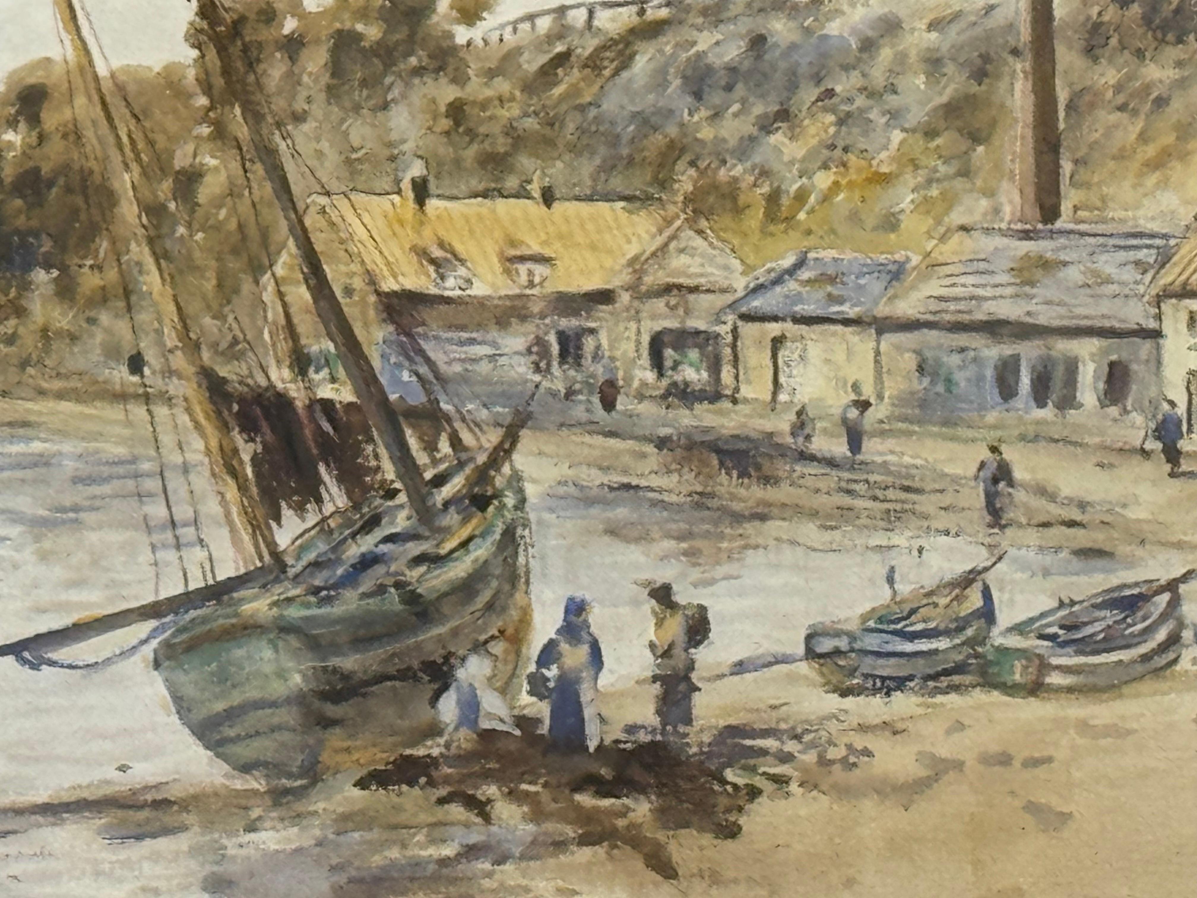 Ancienne aquarelle victorienne du port de Whitby réalisée par un artiste britannique du XIXe siècle en vente 9
