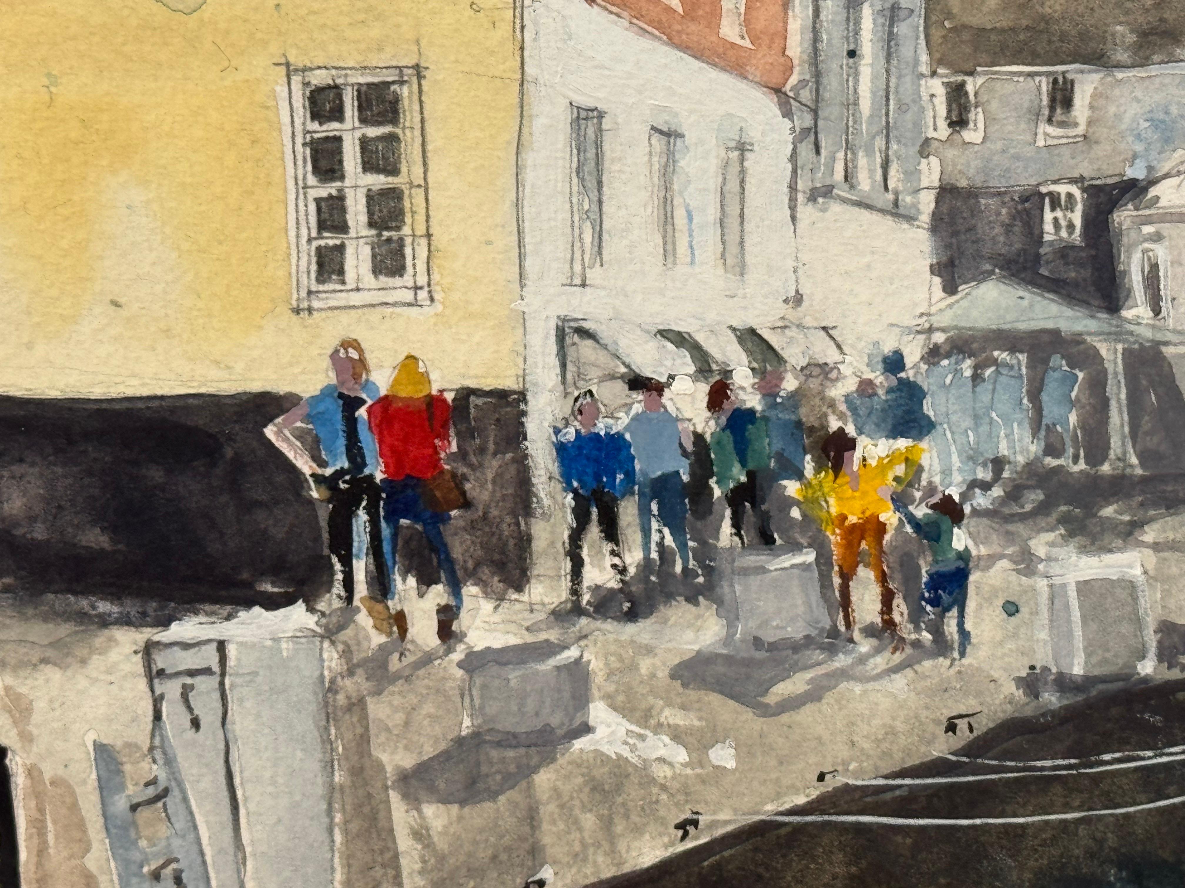 Aquarelle originale des quais de Padstow en Cornouailles dans le sud-ouest de l'Angleterre en vente 2