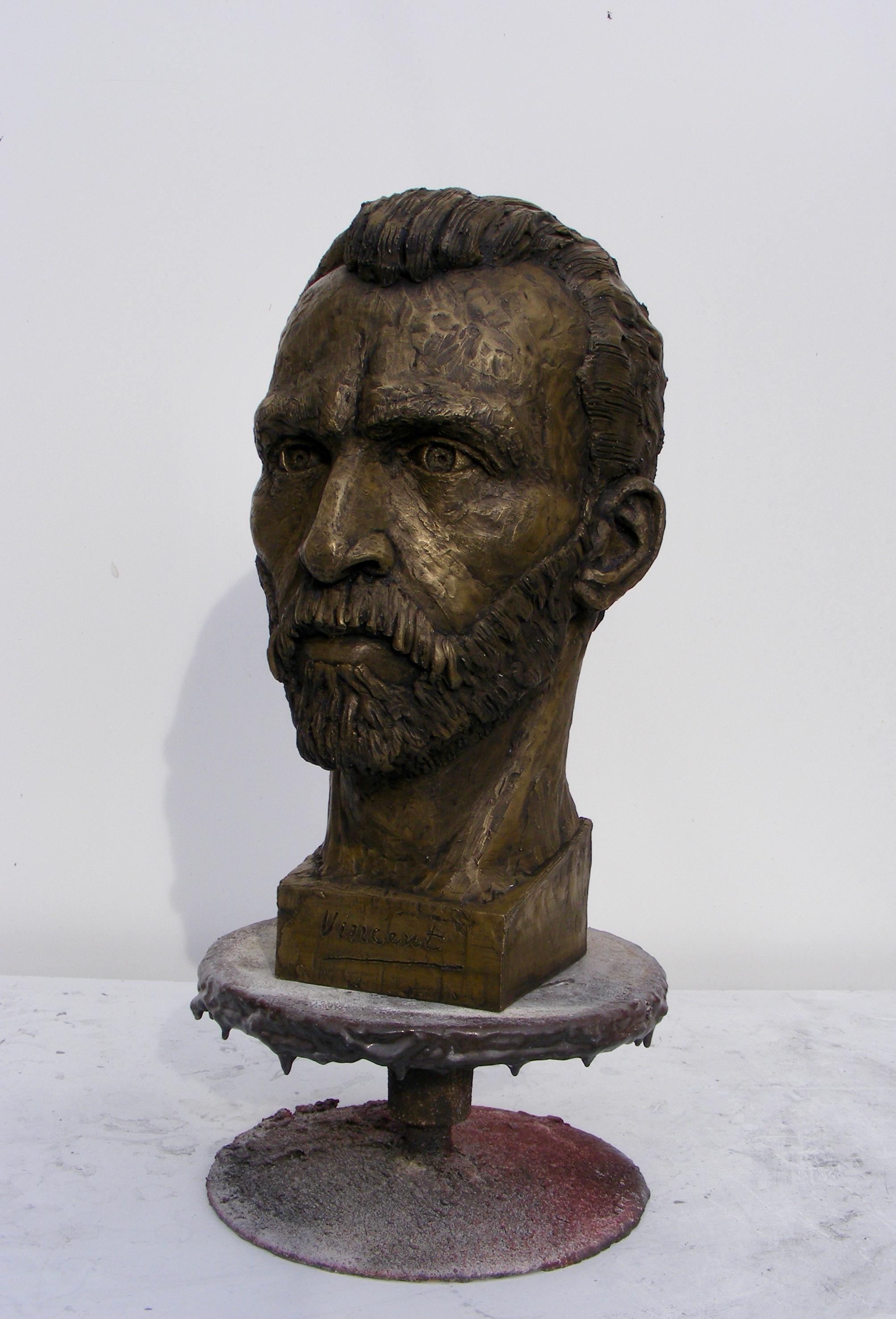 Buste en bronze coulé à froid de Vincent Van Gogh par l'artiste sculpteur britannique - Contemporain Sculpture par Anthony D Padgett