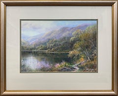 Irish Mountain Lake Landscape Countryside Scene Watercolour by British Artist