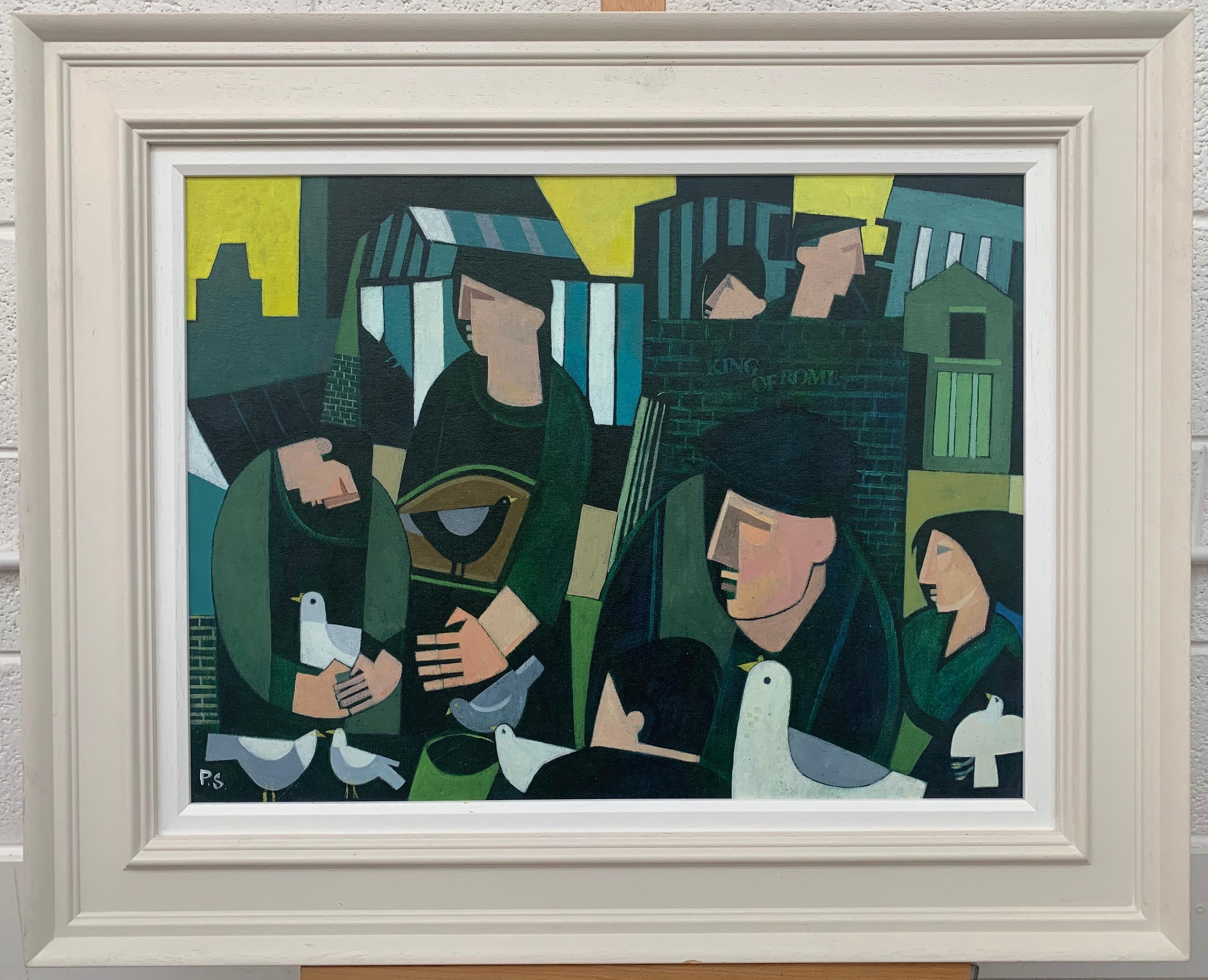 Original Painting of Pigeons with Male Figures Portraits entitled 'King of Rome' by Northern School British Artist.

Art measures 24 x 18 inches
Frame measures 29 x 23 inches

A member of Manchester Academy of Art, Stanaway’s work has been exhibited
