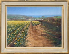 Springtime in Cornwall Coastal Landscape by 20th Century Pastel British Artist