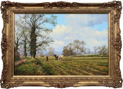 Oil Painting of the English Countryside with Horses by Modern British Artist
