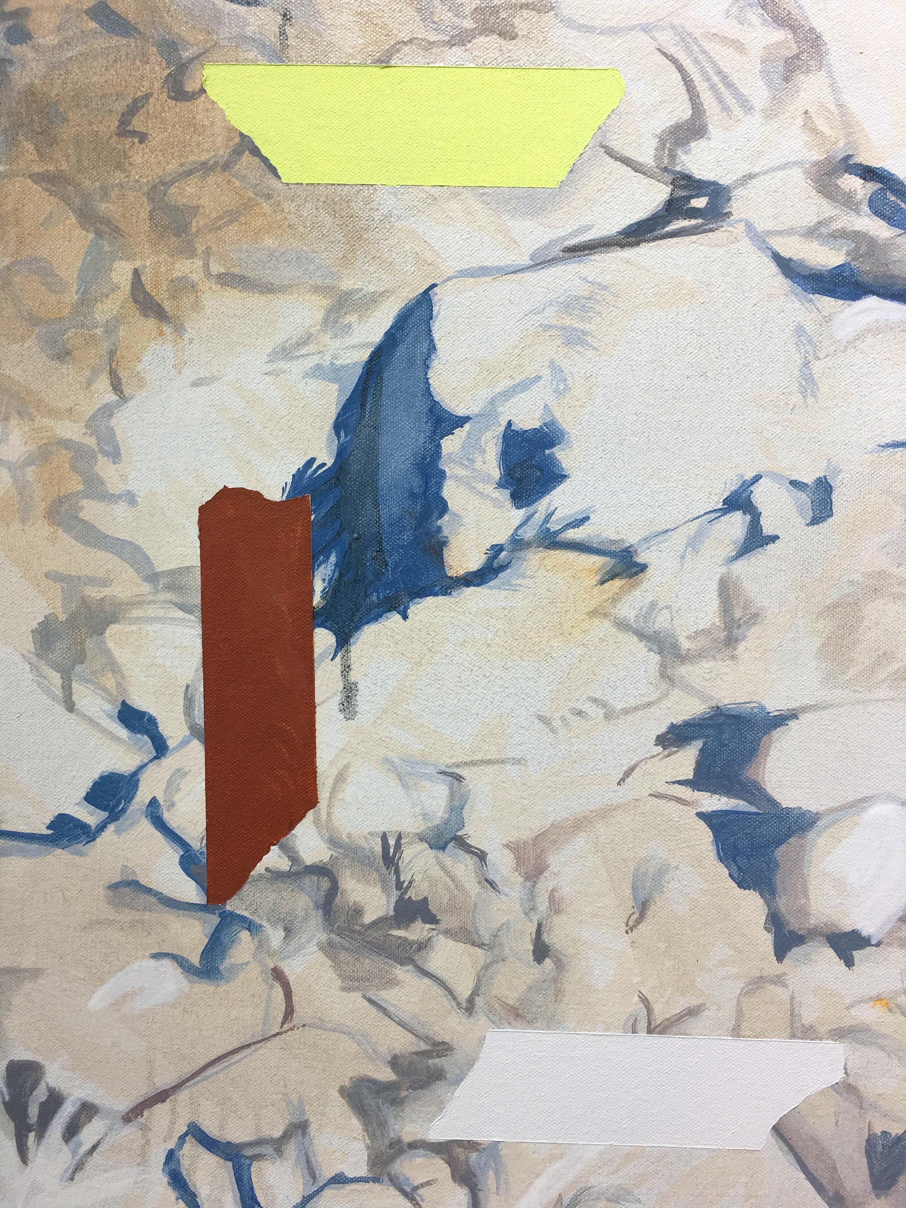 Rocks and Tapes (Color Field) Painting - Gray Abstract Painting by Eric LoPresti
