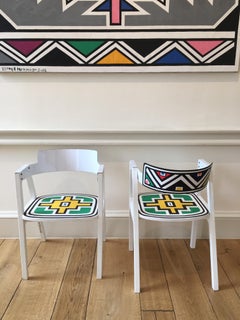 Untitled (Colorful Geometric Hand-Painted South African Chairs)