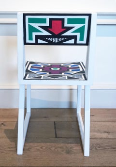 Untitled (Colorful Geometric Hand-Painted South African Chairs)