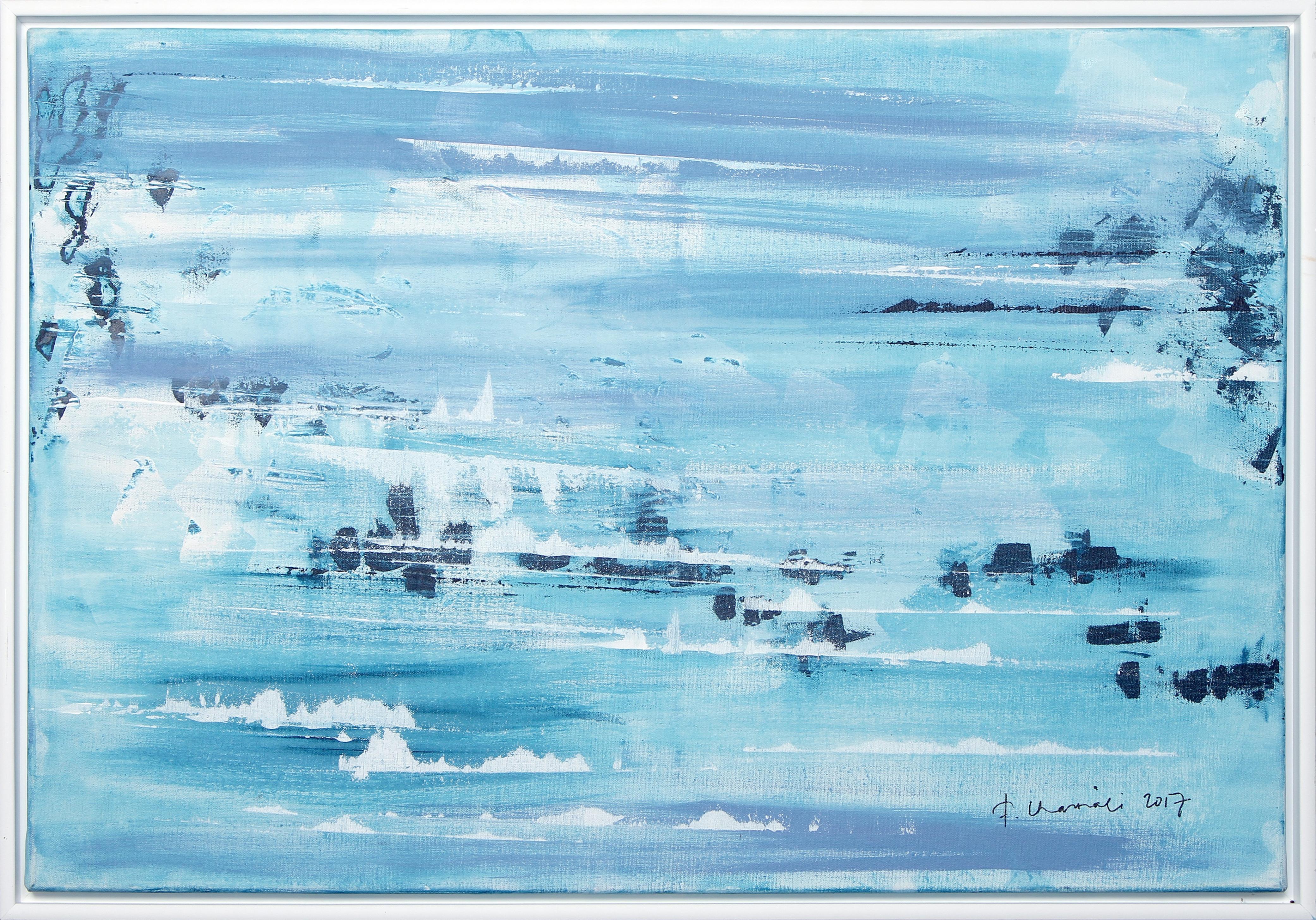 Päivi Ihamäki Abstract Painting - Ripple, acrylic, iced abstract landscape