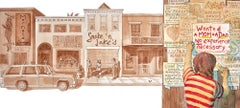 "No Experience Necessary" ink and watercolor illustration, New Orleans, street