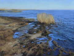 "Lake Pontchartain" soft pastel on paper, en plein air landscape, Louisiana 