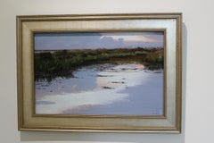 "Fall Evening" original soft pastel on paper, en plein air landscape, waterscape