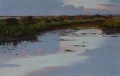 "Fall Evening" original soft pastel on paper, en plein air landscape, waterscape