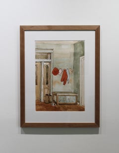 "Bleak House 9.14.18" original watercolor, interior space, by Kathryn Keller