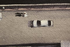 "French Quarter Overhead" aerial cityscape, watercolor on paper, New Orleans