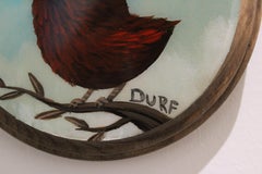 "Mind-Blown Cardinal" original oil painting, pop surrealism, miniature, round