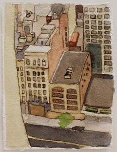"NYC 5-30-19" original watercolor, cityscape, buildings, by Kathryn Keller