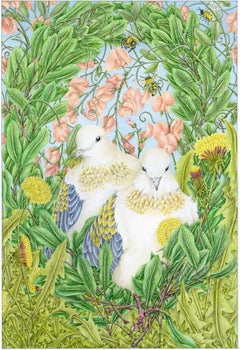 "Gift of the Spirit: Fortitude" colored pencil & watercolor, doves, religious