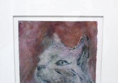 "Spirit of P" original, acrylic painting on paper, figurative cat portrait