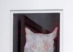 "Ghost Cat" original, acrylic painting on paper, figurative cat portrait