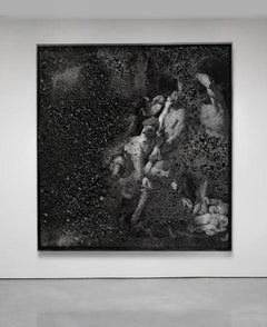 The Veil - Unique oil painting, charcoal, on birch panel by Dean + James