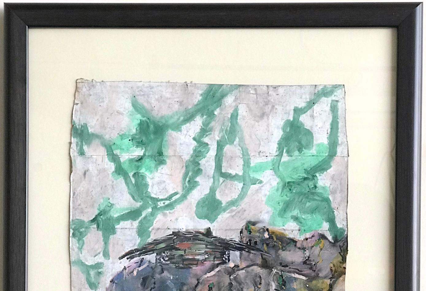 LAST HOUSE ON KENCH AVE. is an original oil pastel drawing on brown paper grocery bag by the self taught African American artist Reginald K. Gee, born April 28, 1964, in Milwaukee, Wisconsin. Gee is known for his Visionary Art filled with comical,