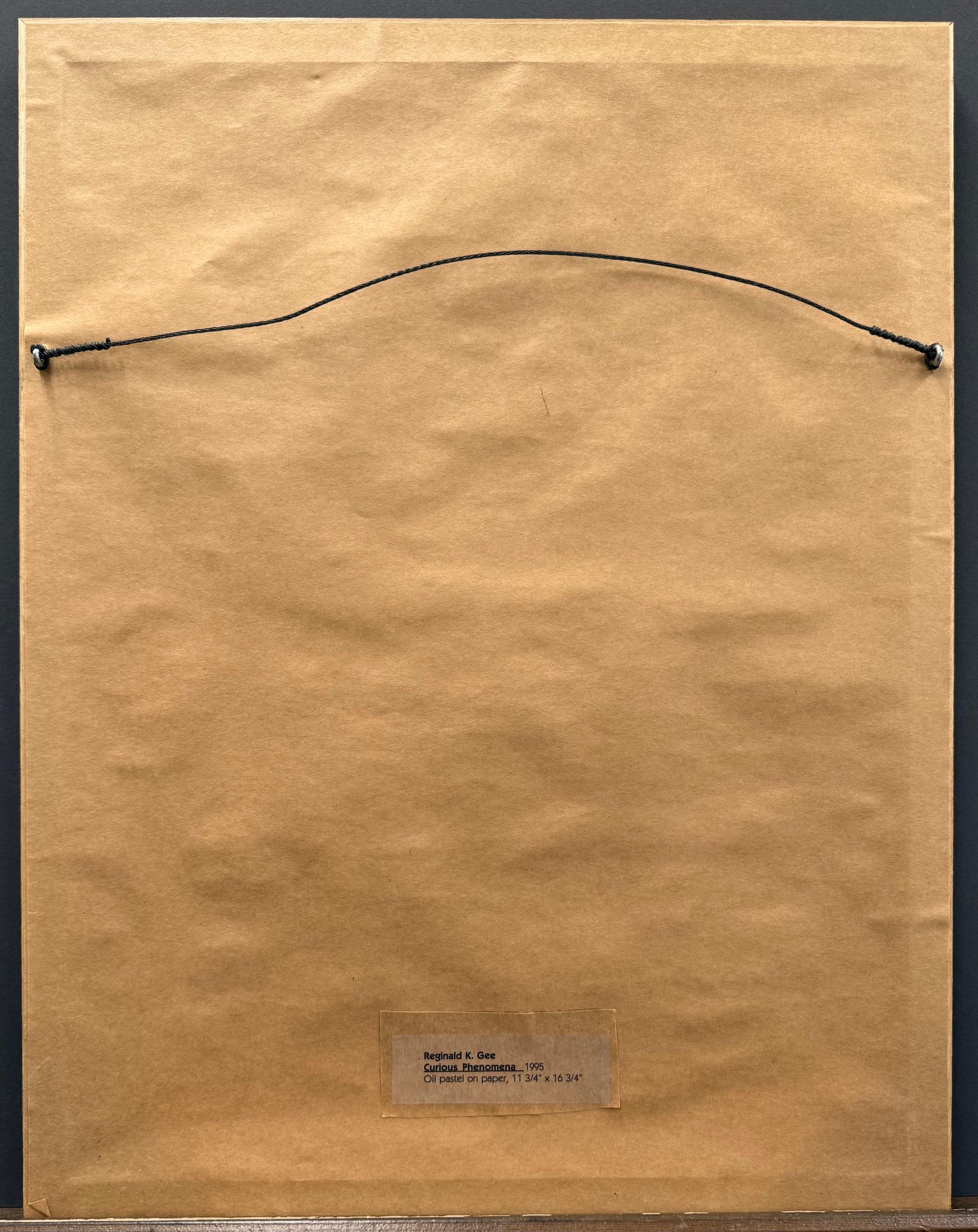 FENOMENO CURIOSO Firmato Pastello a olio su borsa della spesa, Paesaggio astratto, Verde in vendita 4