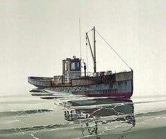 CAY RUNNER Signed Lithograph, Realistic Runner Boat on Calm Water, Marine Art