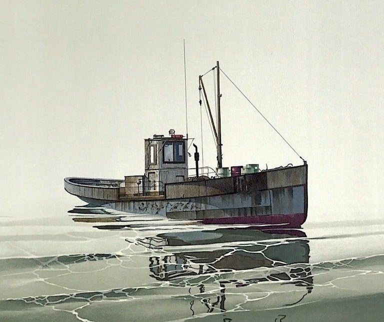 John Lutes CAY RUNNER Signed Lithograph, Realistic Runner Boat on