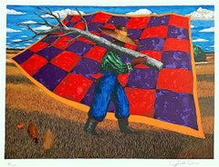 GEECH Signed Lithograph, African American Gullah Geechee Culture Checkered Quilt