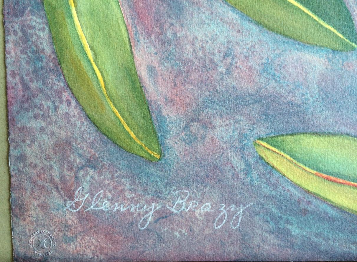 RODODENDRONI CINESI Litografia disegnata a mano, acquerello floreale, colori pastello in vendita 1