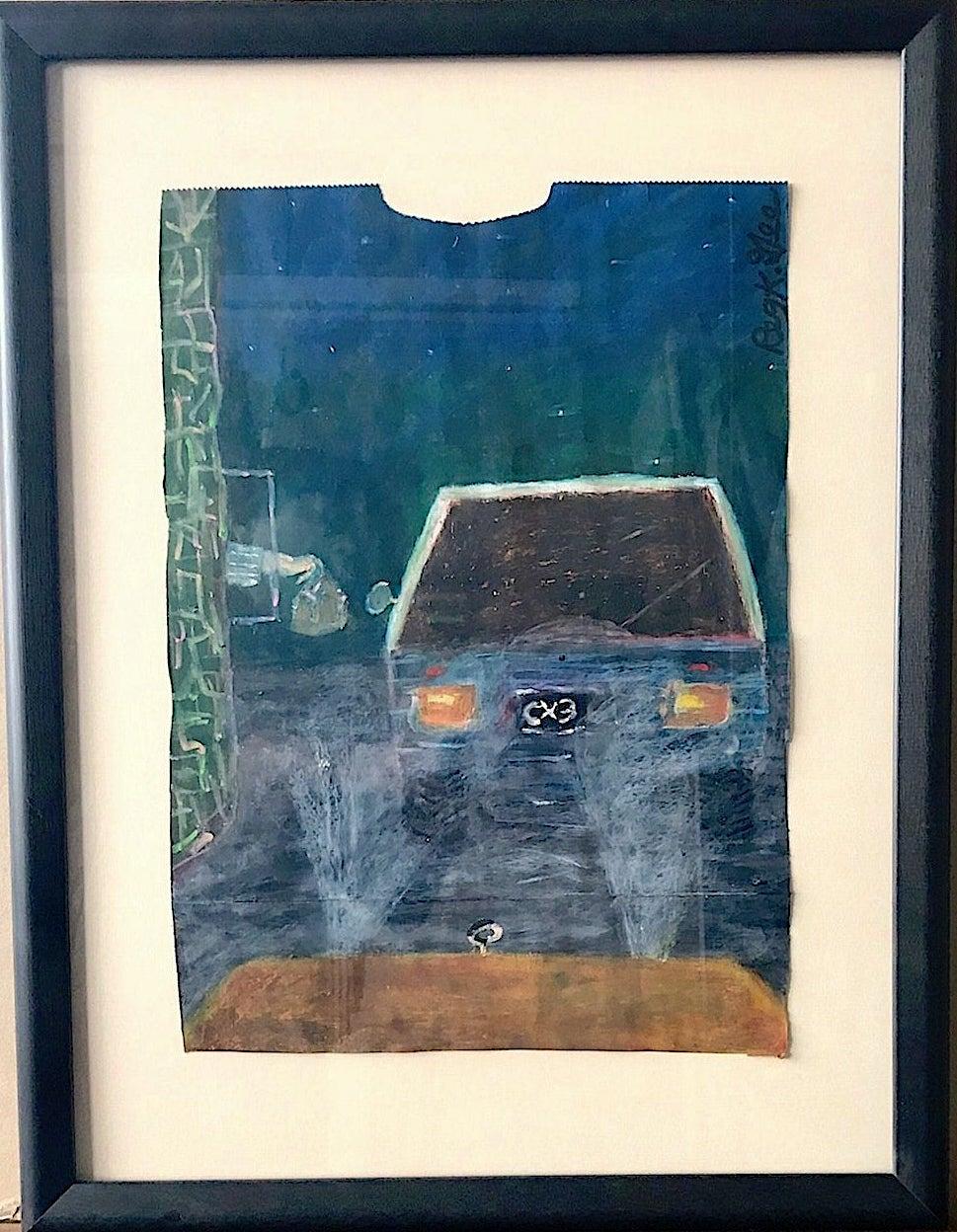 Reginald K. Gee Portrait - FAST FOOD BREAKFAST Signed Oil Pastel on Paper, Take Out Food Drive-Thru Window