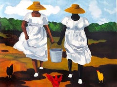 SHARING THE CHORES Signed Lithograph, African American Heritage, Gullah Culture