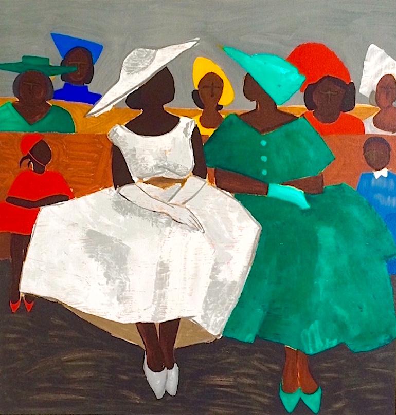 Jonathan Green Figurative Print - FIRST SUNDAY Signed Lithograph, African American Heritage, Gullah Culture