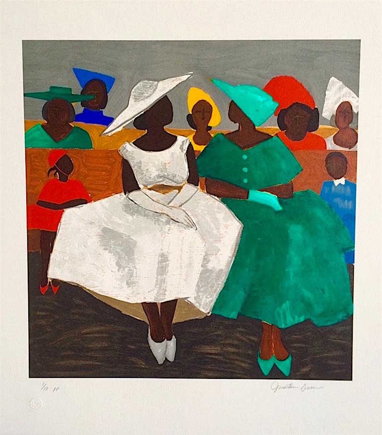 FIRST SUNDAY Signed Lithograph, African American Heritage, Gullah Culture - Print by Jonathan Green